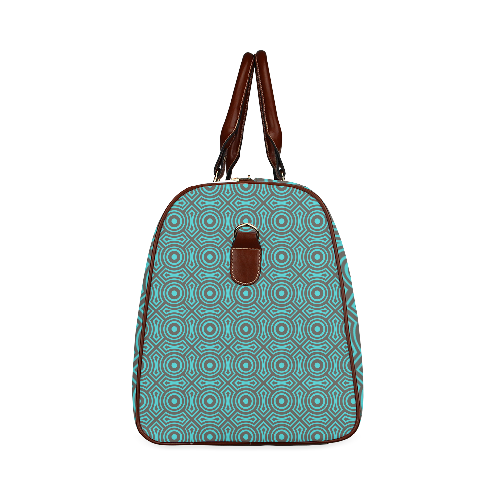 blue geometric pattern Waterproof Travel Bag/Large (Model 1639)