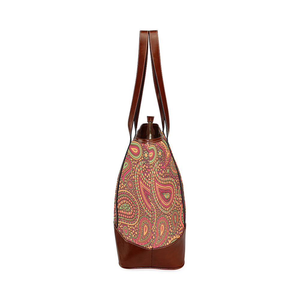 red paisley mosaic pattern Tote Handbag (Model 1642)