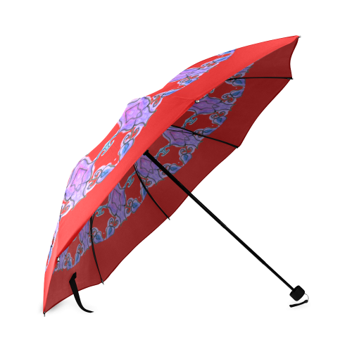 Violet Purple Beads, Jewels, Flowers Mandala Crimson Foldable Umbrella (Model U01)