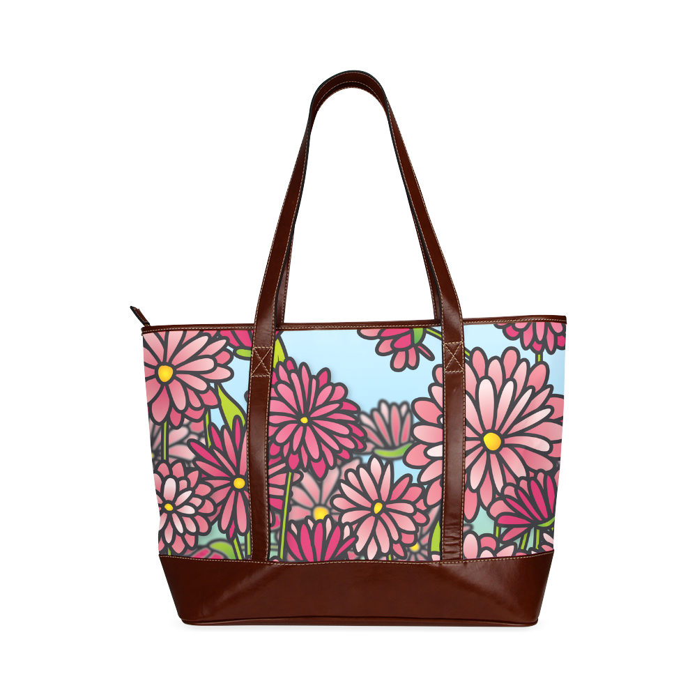 chrysantenum flower field pink floral Tote Handbag (Model 1642)