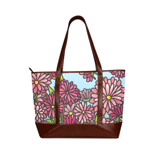 chrysantenum flower field pink floral Tote Handbag (Model 1642)