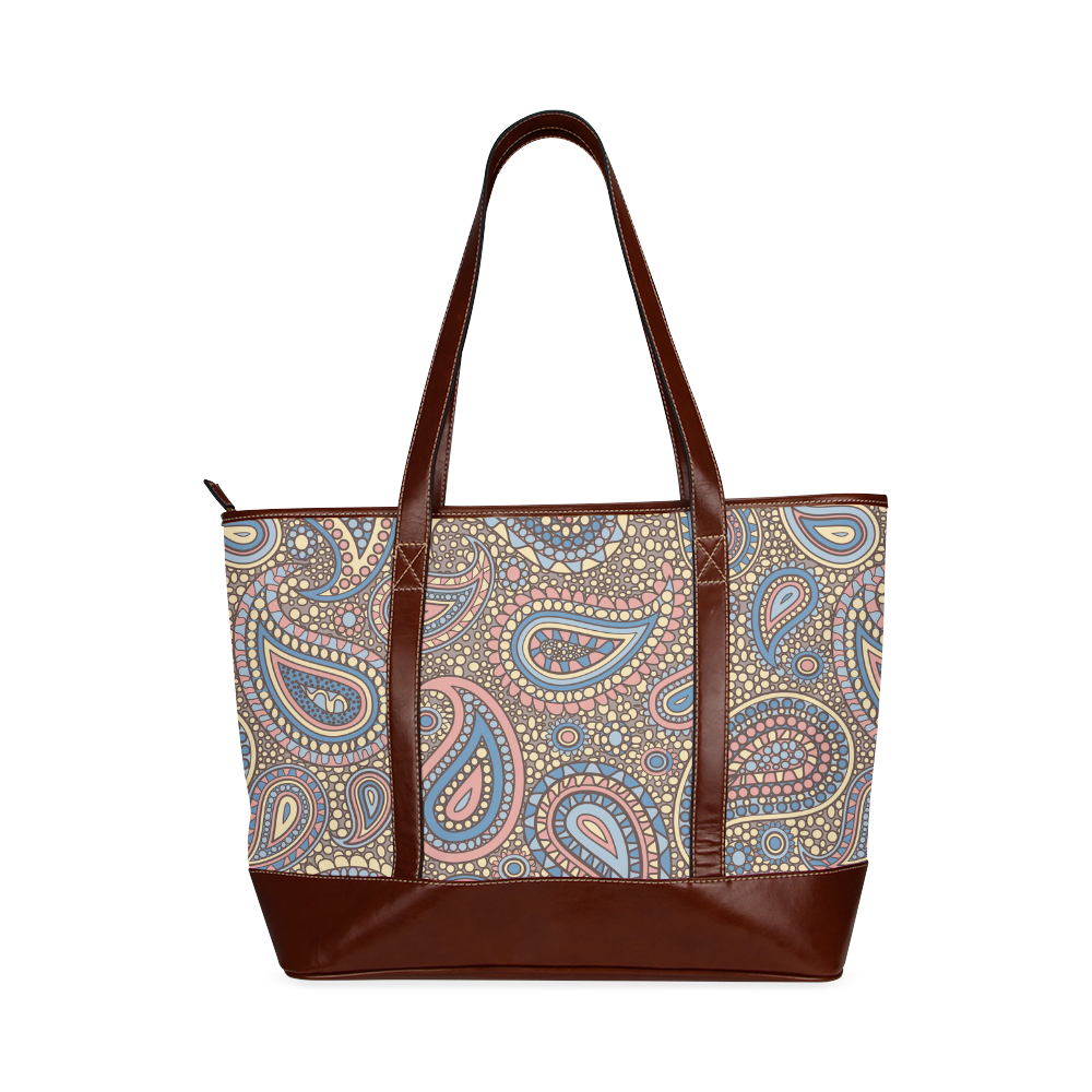 yellow blue pink paisley mosaic pattern Tote Handbag (Model 1642)