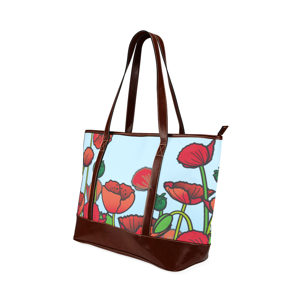 field of poppy flowers red floral Tote Handbag (Model 1642)