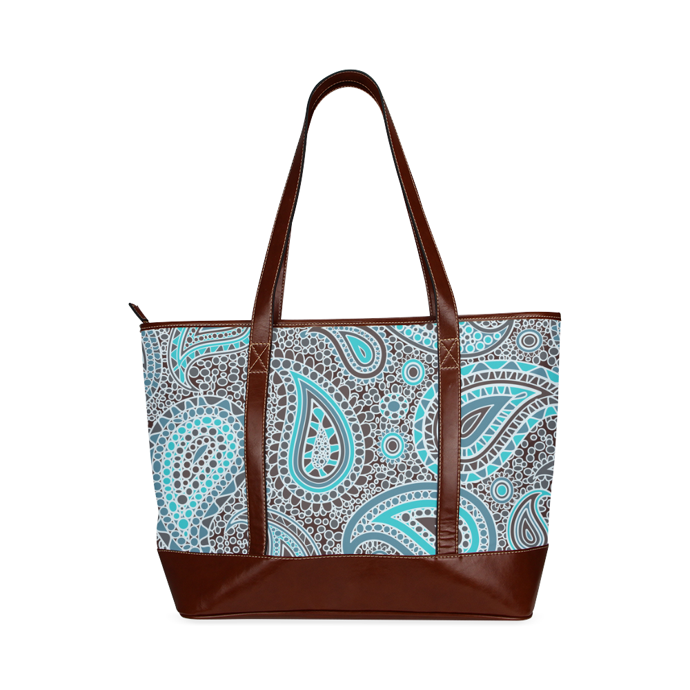 blue paisley mosaic design Tote Handbag (Model 1642)