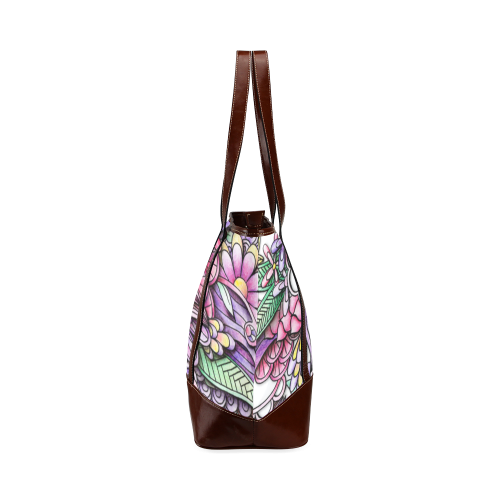 Pink Purple flower drawing Tote Handbag (Model 1642)