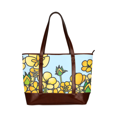 buttercup flower field yellow floral arrangement Tote Handbag (Model 1642)
