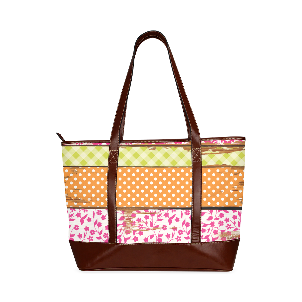 wood chipped painted patterns Tote Handbag (Model 1642)