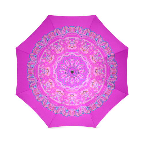 Pink Blue Ribbons, Flowers Valentangle Mandala Violet Foldable Umbrella (Model U01)
