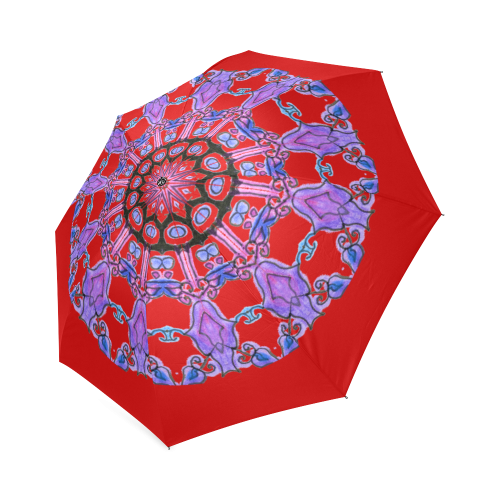 Violet Purple Beads, Jewels, Flowers Mandala Crimson Foldable Umbrella (Model U01)