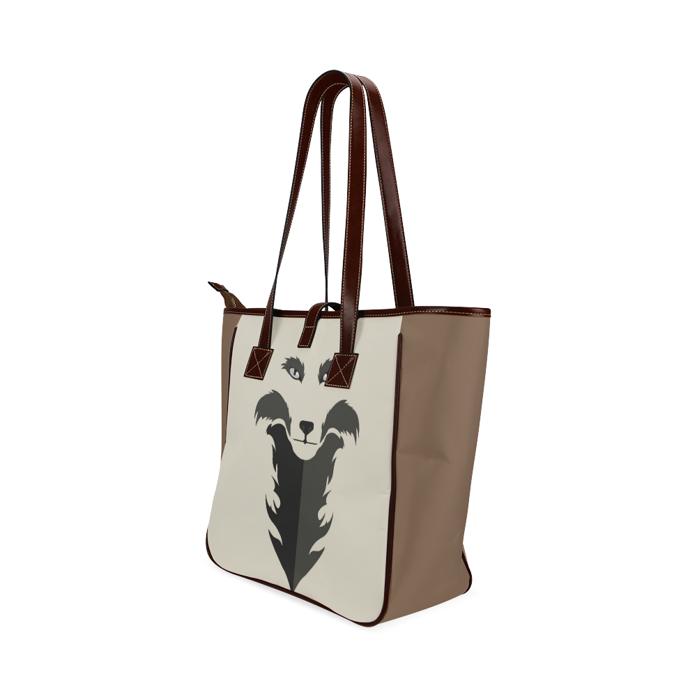 Lone wolf(brown) Classic Tote Bag (Model 1644)