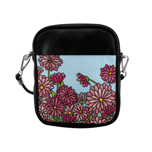 chrysantenum flower field pink floral Sling Bag (Model 1627)