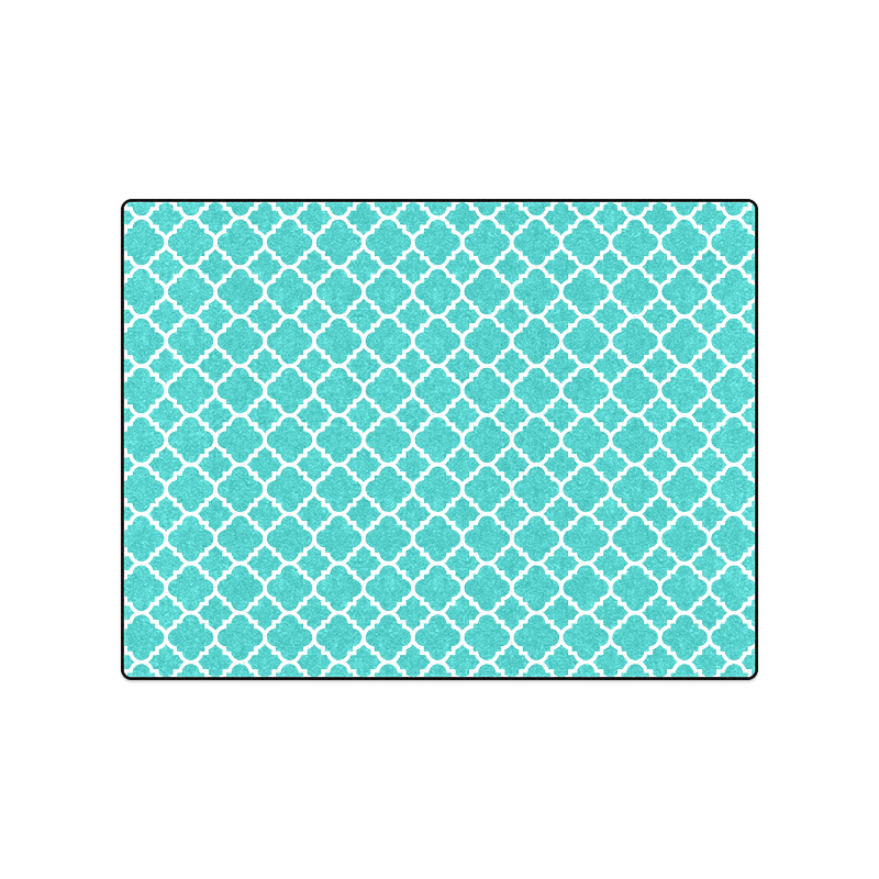 turquoise white quatrefoil classic pattern Blanket 50"x60"