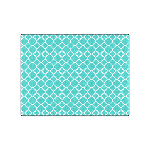 turquoise white quatrefoil classic pattern Blanket 50"x60"