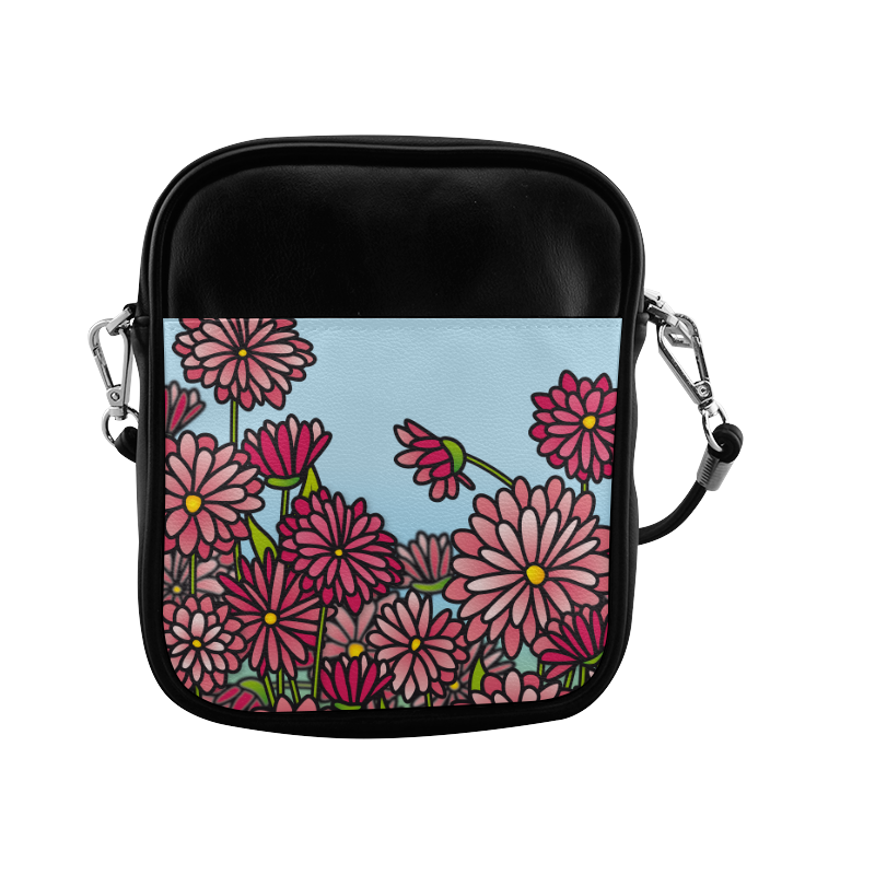 chrysantenum flower field pink floral Sling Bag (Model 1627)