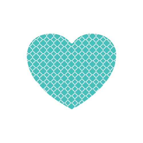 turquoise white quatrefoil classic pattern Heart-shaped Mousepad