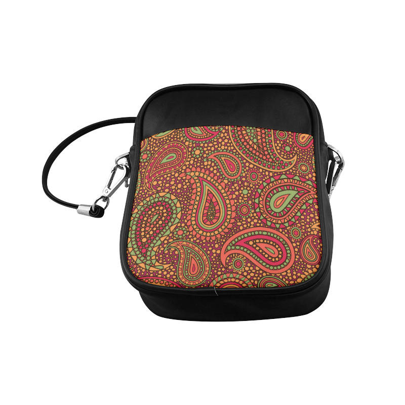 red paisley mosaic pattern Sling Bag (Model 1627)