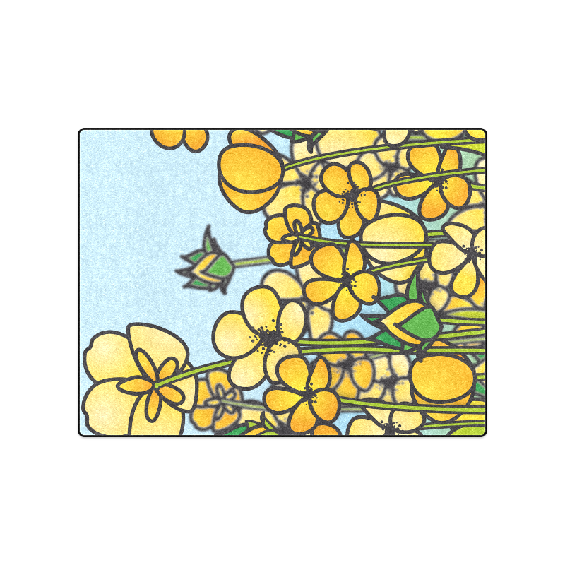 buttercup flower field yellow floral arrangement Blanket 50"x60"