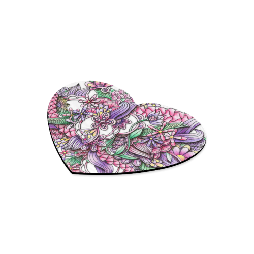 Pink Purple flower drawing Heart-shaped Mousepad