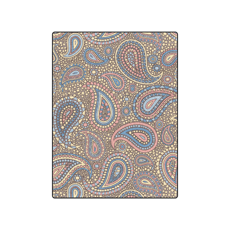 yellow blue pink paisley mosaic pattern Blanket 50"x60"