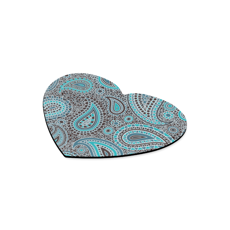 blue paisley mosaic design Heart-shaped Mousepad