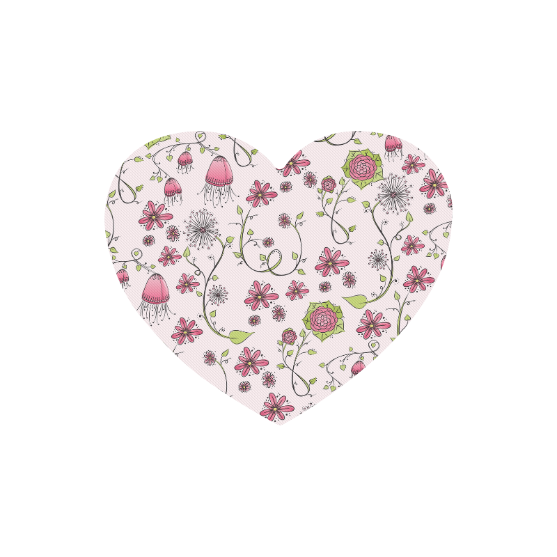 pink fantasy doodle flower pattern Heart-shaped Mousepad