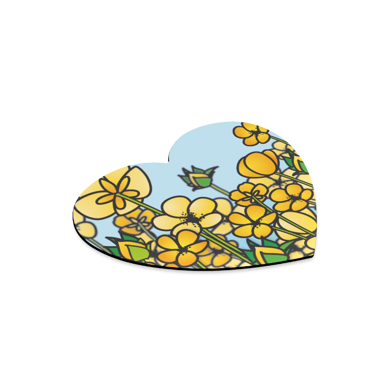 buttercup flower field yellow floral arrangement Heart-shaped Mousepad