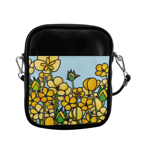 buttercup flower field yellow floral arrangement Sling Bag (Model 1627)