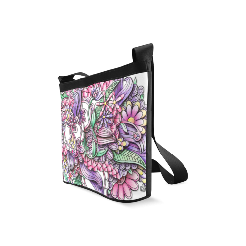 Pink Purple flower drawing Crossbody Bags (Model 1613)