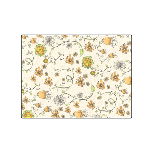 yellow orange fantasy doodle flower pattern Blanket 50"x60"