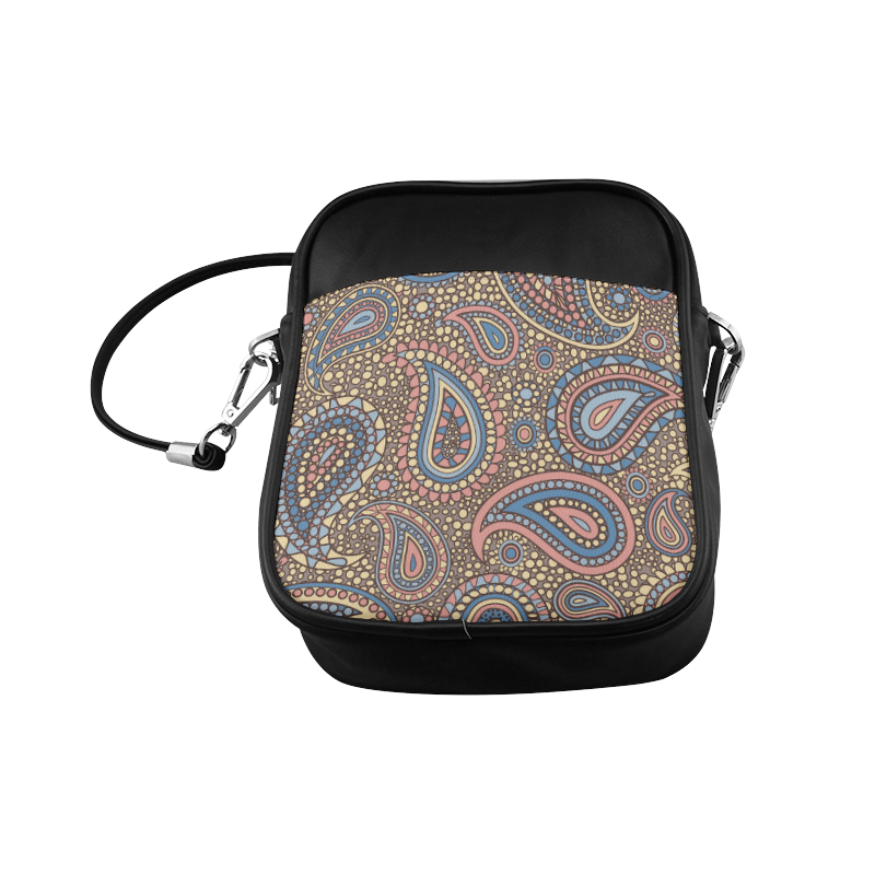 yellow blue pink paisley mosaic pattern Sling Bag (Model 1627)