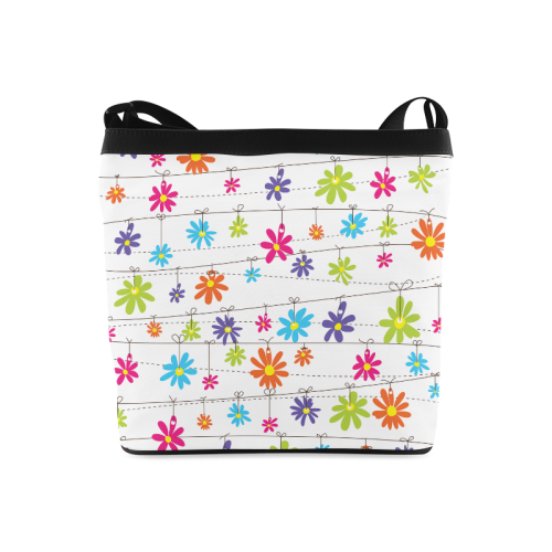 colorful flowers hanging on lines Crossbody Bags (Model 1613)