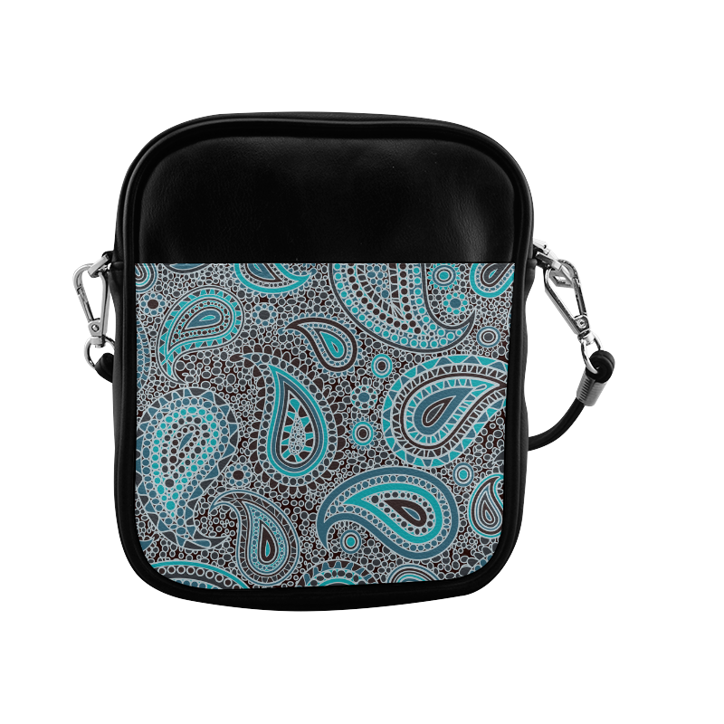 blue paisley mosaic design Sling Bag (Model 1627)