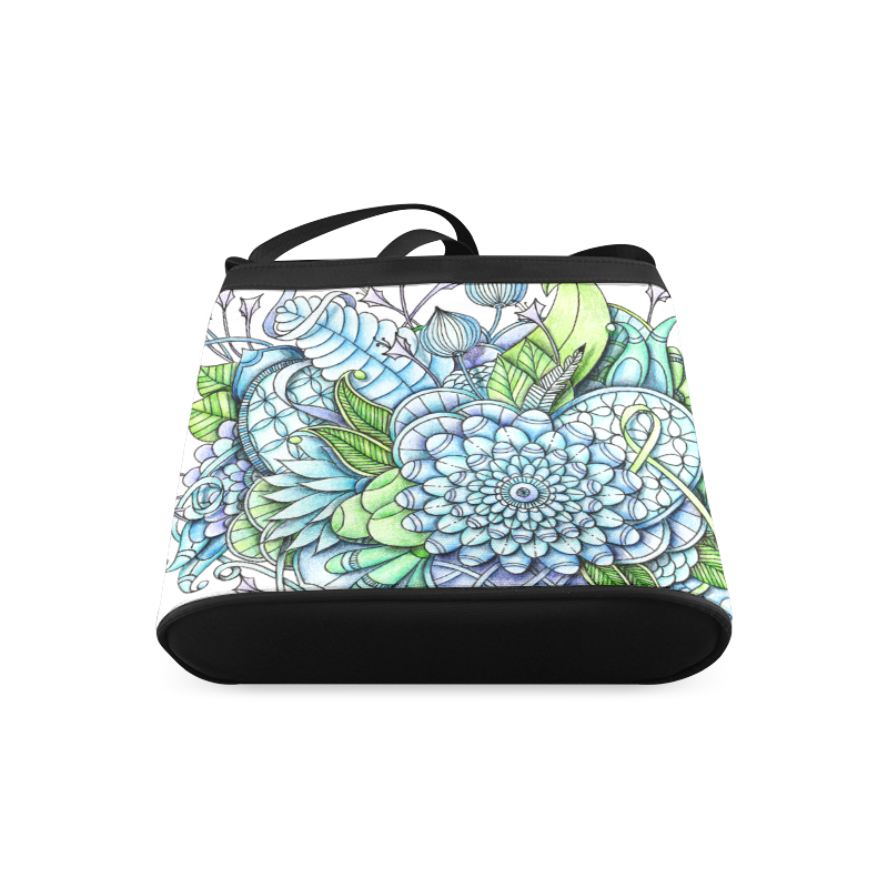 Blue Green flower drawing peaceful garden 2 Crossbody Bags (Model 1613)