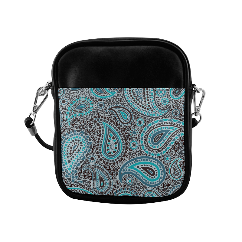 blue paisley mosaic design Sling Bag (Model 1627)