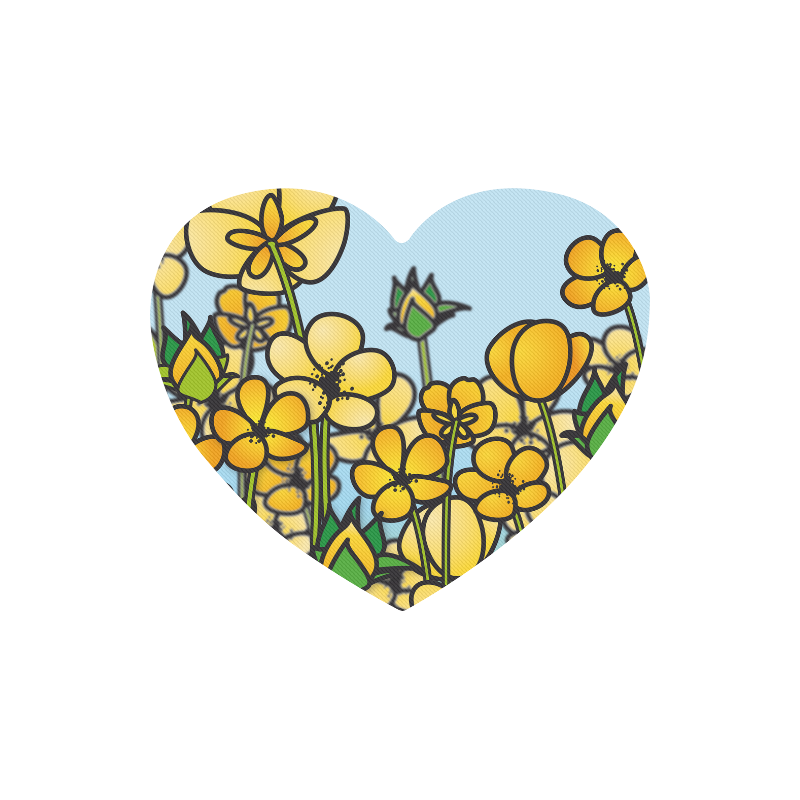 buttercup flower field yellow floral arrangement Heart-shaped Mousepad