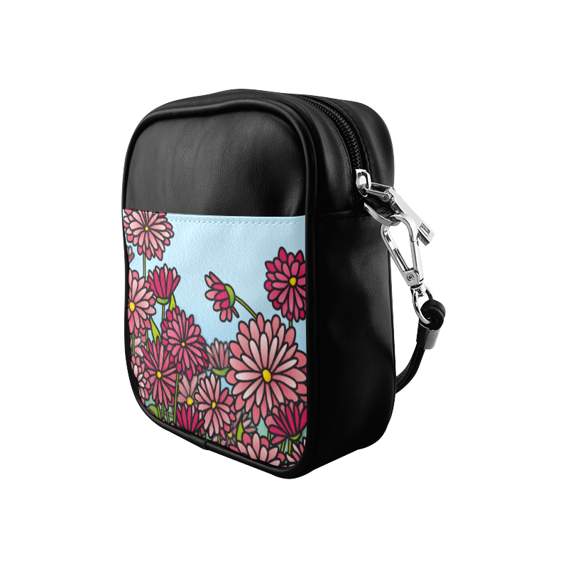 chrysantenum flower field pink floral Sling Bag (Model 1627)