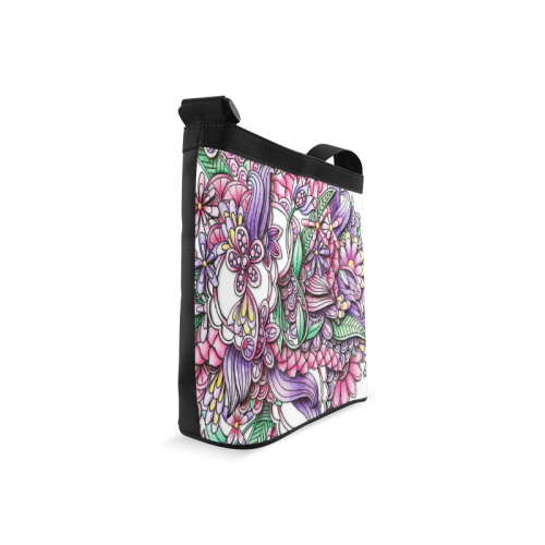 Pink Purple flower drawing Crossbody Bags (Model 1613)