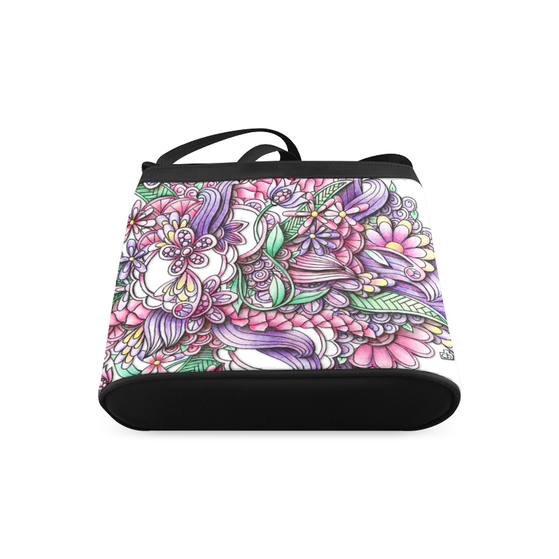 Pink Purple flower drawing Crossbody Bags (Model 1613)