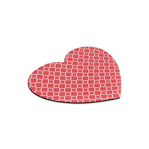 red white quatrefoil classic pattern Heart-shaped Mousepad