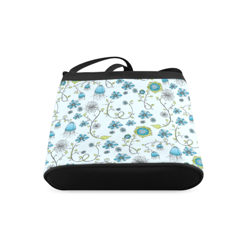 blue fantasy doodle flower pattern Crossbody Bags (Model 1613)