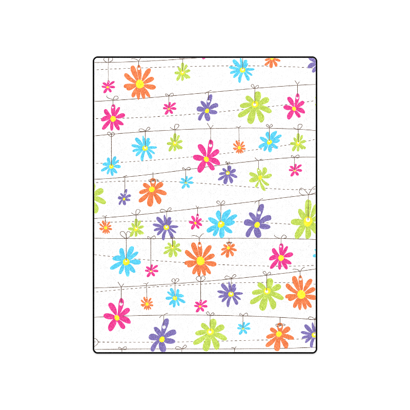 colorful flowers hanging on lines Blanket 50"x60"