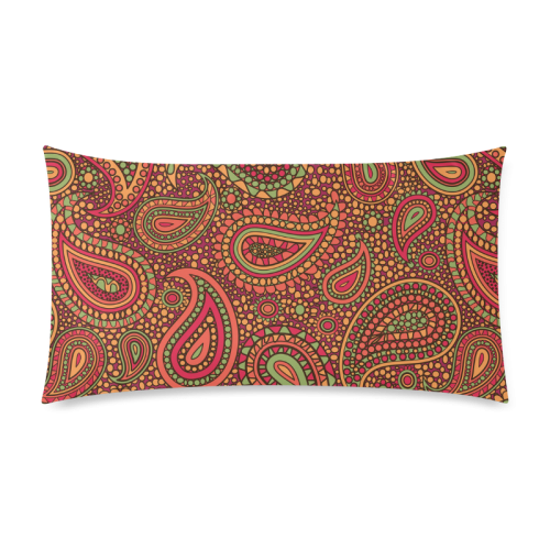red paisley mosaic pattern Rectangle Pillow Case 20"x36"(Twin Sides)