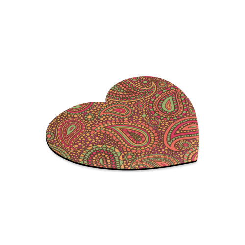 red paisley mosaic pattern Heart-shaped Mousepad