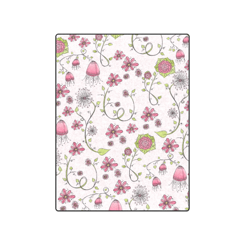 pink fantasy doodle flower pattern Blanket 50"x60"
