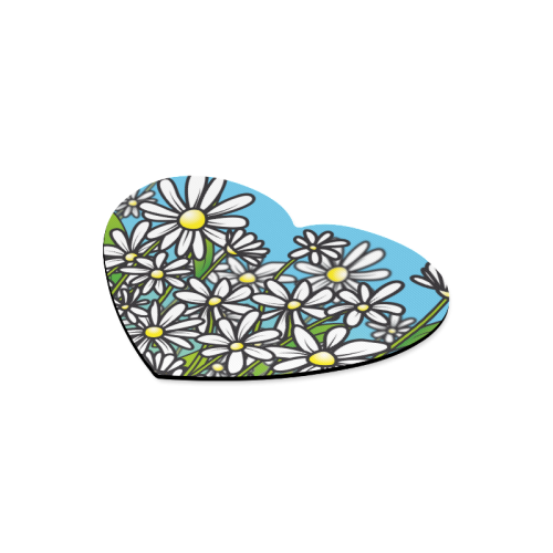 white daisy field flowers Heart-shaped Mousepad