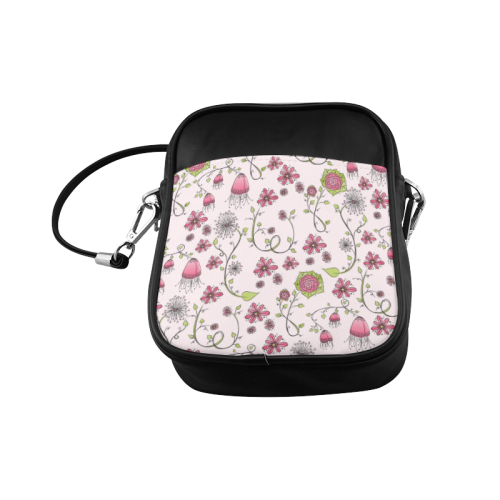 pink fantasy doodle flower pattern Sling Bag (Model 1627)