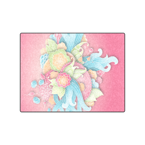 bright blue green pink yellow flowers Blanket 50"x60"