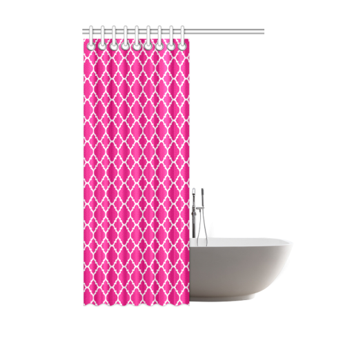 hot pink white quatrefoil classic pattern Shower Curtain 48"x72"