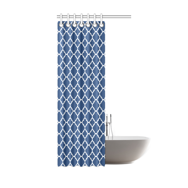 dark blue white quatrefoil classic pattern Shower Curtain 36"x72"