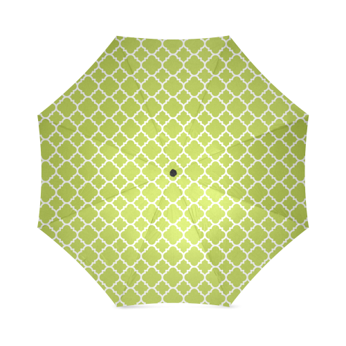spring green white quatrefoil classic pattern Foldable Umbrella (Model U01)
